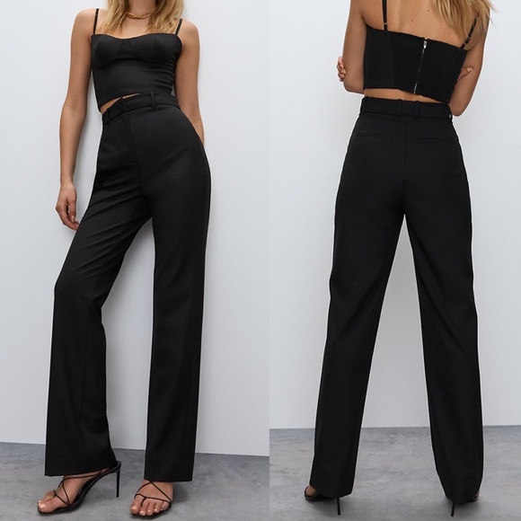 Babaton Meta Pant Black High-Waisted Long Straight Trousers 10 - Picture 1 of 9